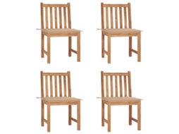Cadeiras De Jardim C/ Almofadões 4 Pcs Madeira De Teca Maciça Dkd Home Decor