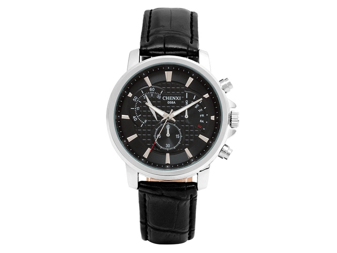 Relógio Masculino de Moda com Pulseira de Pu Movimento de Quartzo Elegante e Estiloso