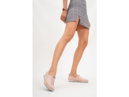 Sapatos Flats Casual de Couro Genuíno Marrom Feminino com Palmilha Anatômica e Solado Termoplástico Rosa Claro