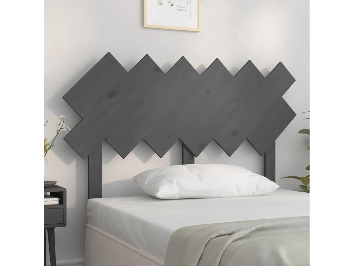 Vidaxl Cabeceira De Cama 122,5x3x80,5 Cm Pinho Maciço Cinzento