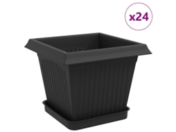 Vidaxl Vasos De Plantas 24 Pcs Preto 20 X 20 X 16 Cm Plástico