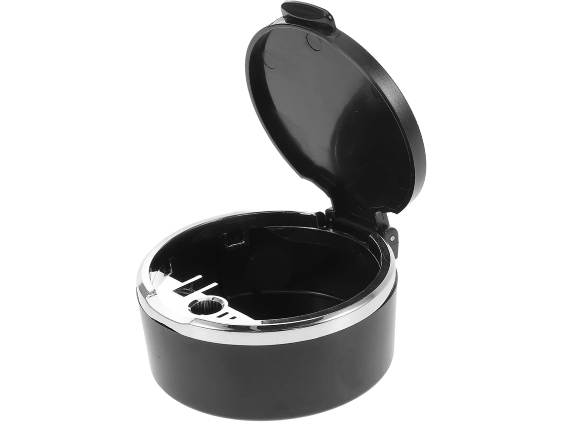 Cinzeiro Portátil Para Carro Com Tampa De Plástico Preta, Elegante E Resistente A Altas Temperaturas