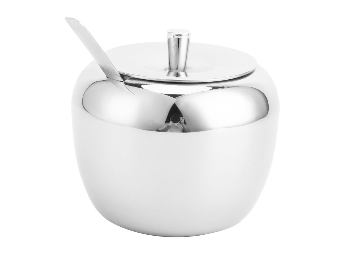 Jarro de açúcar e tempero inox com tampa | S/MARCA