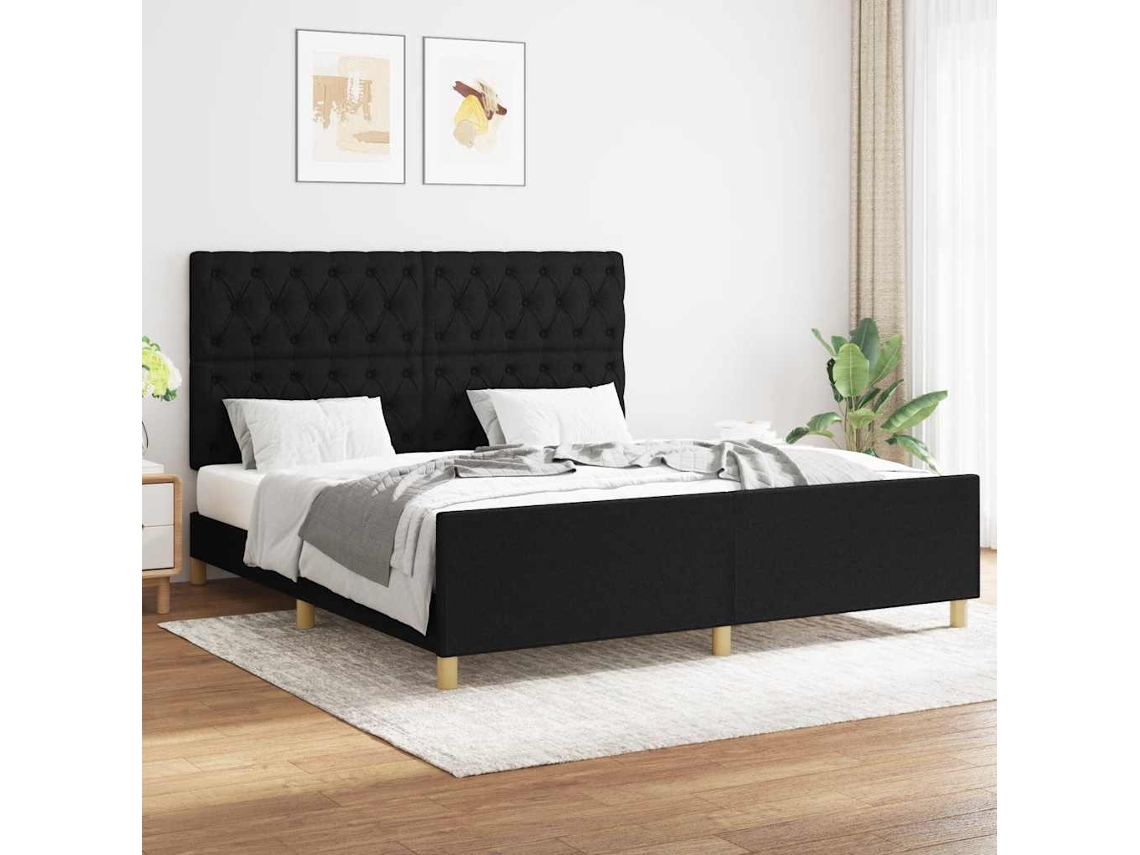 Vidaxl Estrutura De Cama Sem Colchão 160x200 Cm Tecido Preto