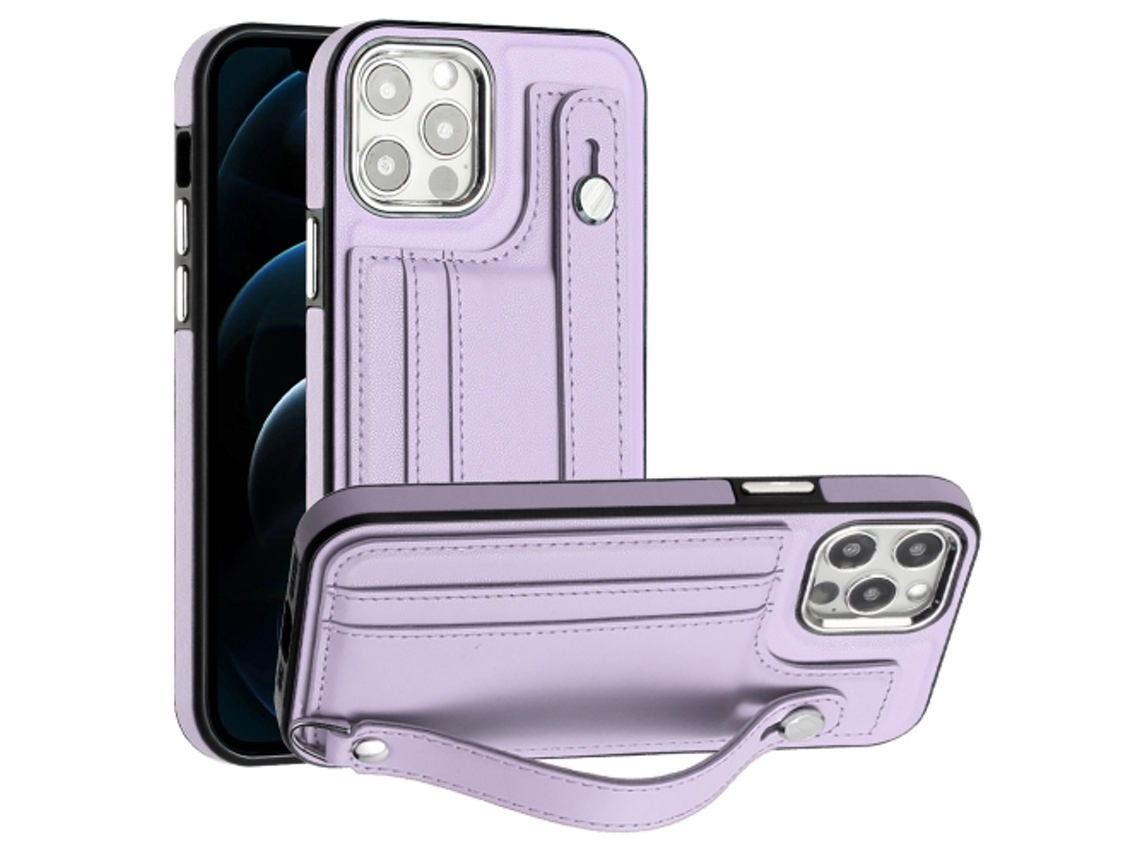 Capa Mobile Phone Cases Shockproof With Wrist para iPhone 12 Pro Max Pele Castanho