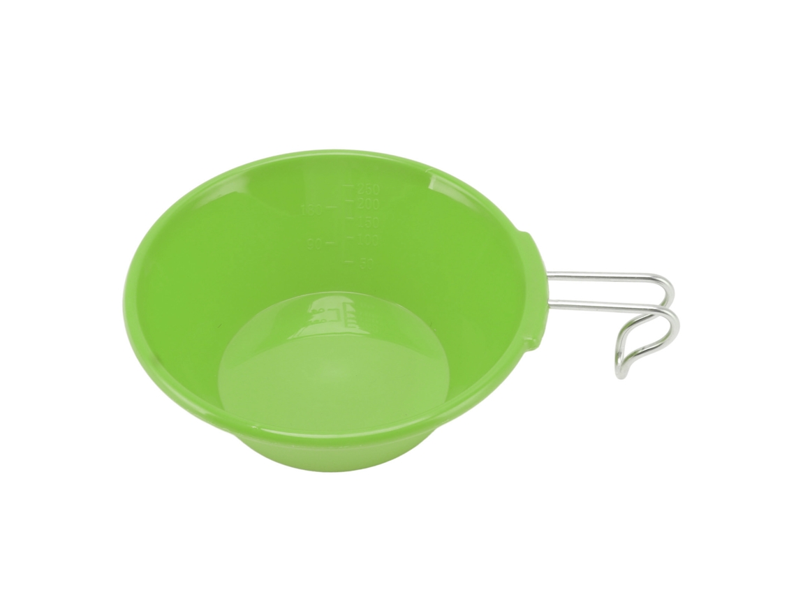 Mochila portátil Primerox Tigela Copo de 250ml em plástico PBT para camping e trilhas, verde.