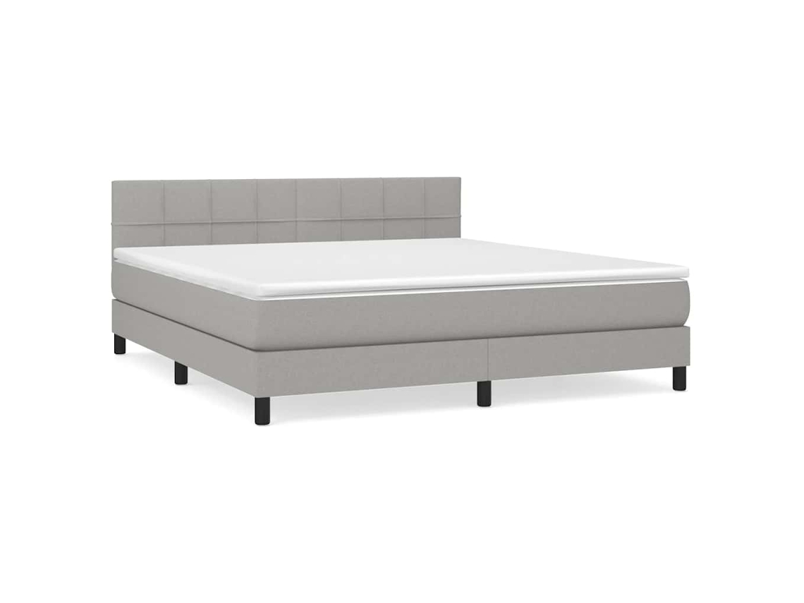 Cama com Molas/Colchão 160x200 Cm em Tecido Cinzento Claro MAISON EXCLUSIVE