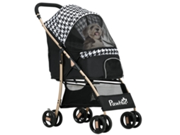 Carrinho Para Preto Cães Animais De Estimação Com Janela Malha E Cinto Segurança 80x44,5x97 Cm