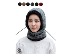 Conjunto de Chapéu e Cachecol de Inverno Feminino com Gorro e Cabeça Unida W BRILVIBERA