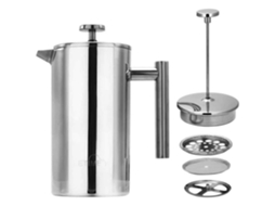 Cafeteira Francesa De Aço Inoxidável Com Filtro, Isolamento Térmico, 1l, Prata