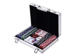 Conjunto Poker 200 Fichas Texas Holdem Blackjack Estojo Alumínio Portátil
