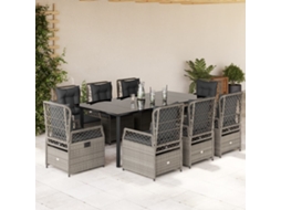 Vidaxl 9 Pcs Conjunto de Jantar P/ Jardim C/ Almofadões Cinzento Claro