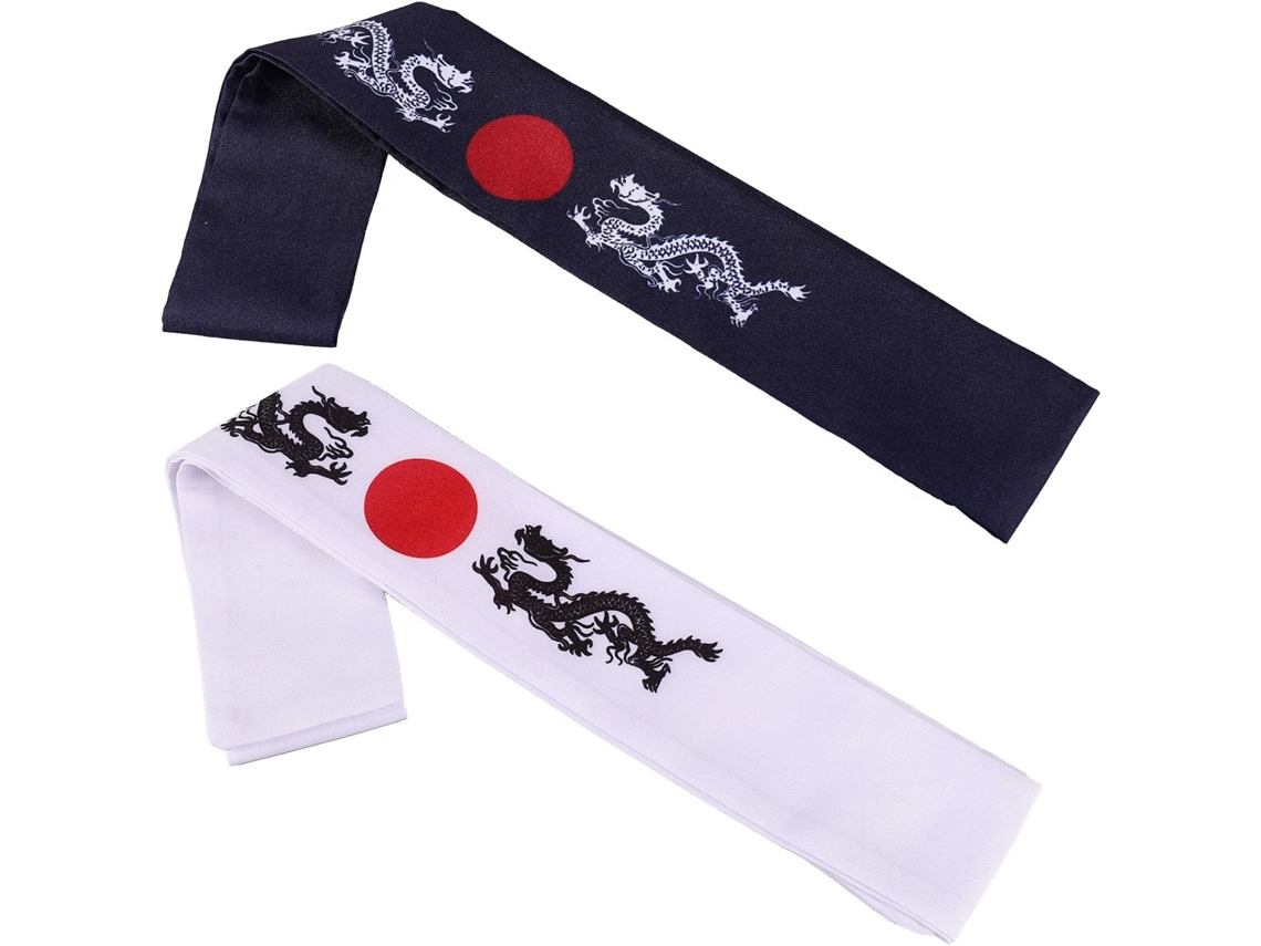 Conjunto de 2 faixas de cabeça longas em estilo japonês para chefs e praticantes de karatê, tamanho único, textura Macio.