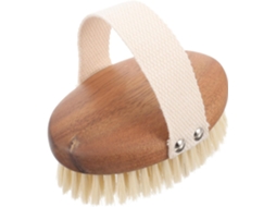 Escova De Banho Esfoliante Corporal Ultechnovo Em Madeira Acácia, Formato Oval, Cerdas Macias De Javali, Esfoliante
