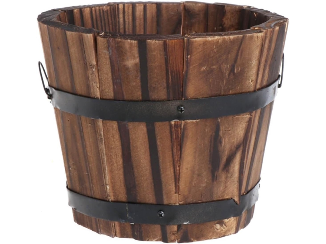 Vaso De Madeira Redondo Para Flores, Ideal Para Uso Interno E Externo - Decoração Para Casa