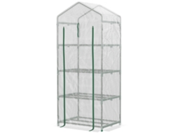 Estufa De Branco Jardim Com 4 Prateleiras E Cobertura Pe Aço Para Cultivo Plantas Flores 70x50x160cm