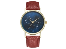 Relógio de pulso Zhoulianfa Constellation Fashion Coffee Quartz para homens e mulheres com pulseira de couro PU