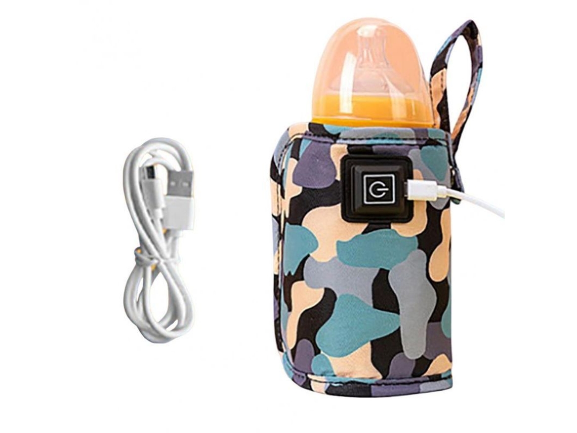 Aquecedor de mamadeiras portátil USB Rebe com 3 níveis de temperatura para viagens e uso ao ar livre, camuflagem preta.