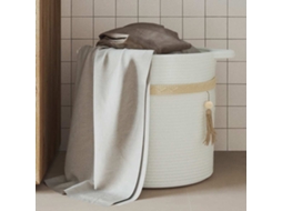 Vidaxl Cesto De Arrumação Ø38x36 Cm Algodão Branco