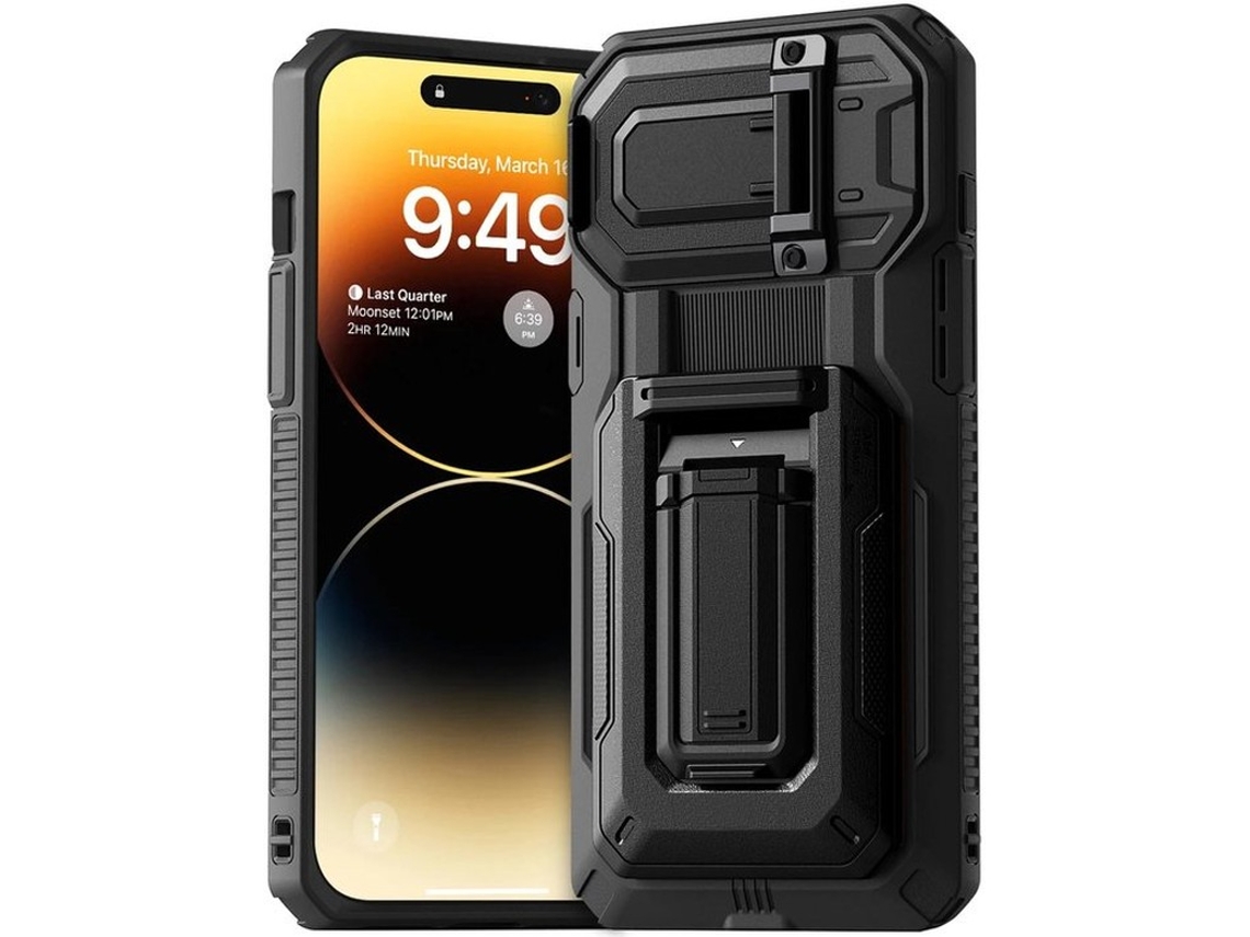 Portemonnee Hoesje Met Kaarthouder - Iphone 13/14 Pro Max - Rfid-blokkering - Schokbestendig - Standaard - Robuuste Militaire Kwaliteit - Telefoonhoes