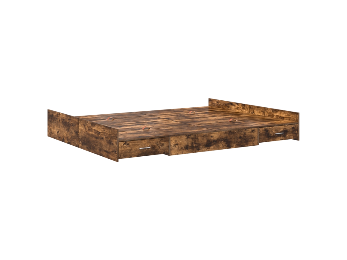Conjunto 1 Estrutura De Cama Moderna Vidaxl Castanho Madeira De Pinho Maciça (160 X 200 Cm)