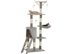 vidaXL Árvore para gatos c/ postes arranhadores sisal 138 cm cinzento