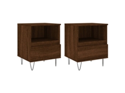 Conjunto de Mesas de Cabeceira 2pcs Derivados de Madeira Carvalho Castanho MAISON EXCLUSIVE (34x35,5x70 cm)
