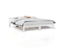 Cama Sem Colchão 160x200 cm Madeira de Pinho Maciça Branco MAISON EXCLUSIVE