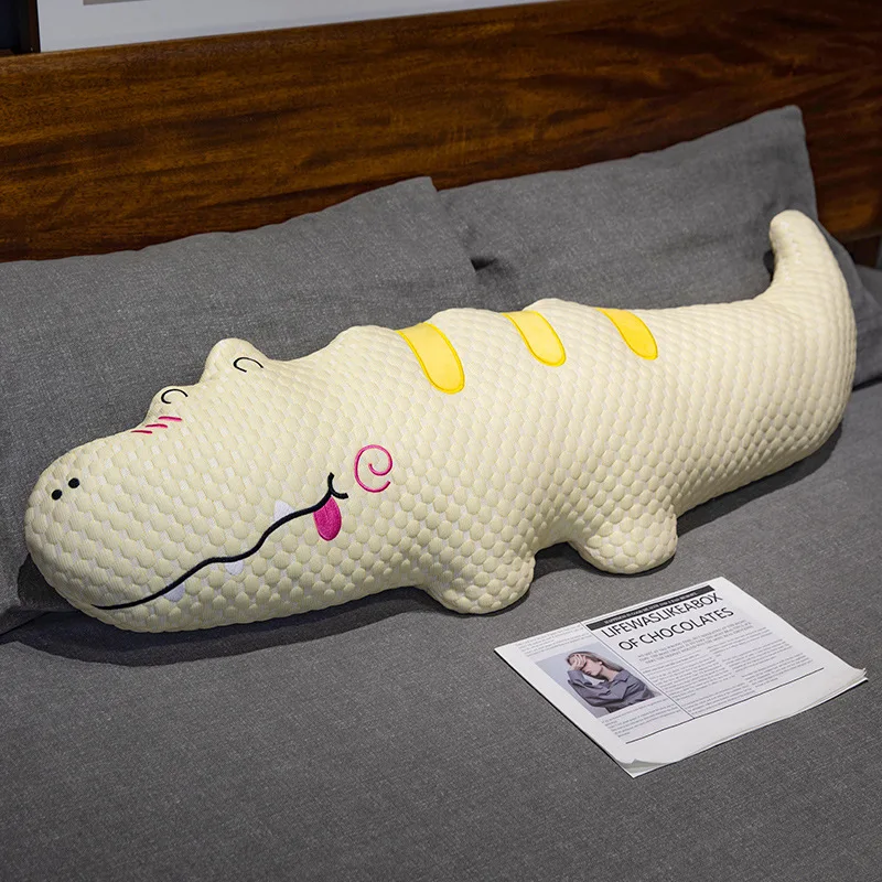 Almofada Comprida para Sofá com Estampa de Crocodilo e Bolinhas de Gelo, Respirável. MDUG (amarelo, 70cm)