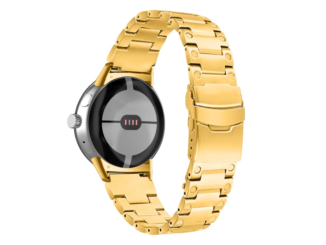 Bracelete de Aço Inoxidável Três Contas para Google Pixel Watch Ouro