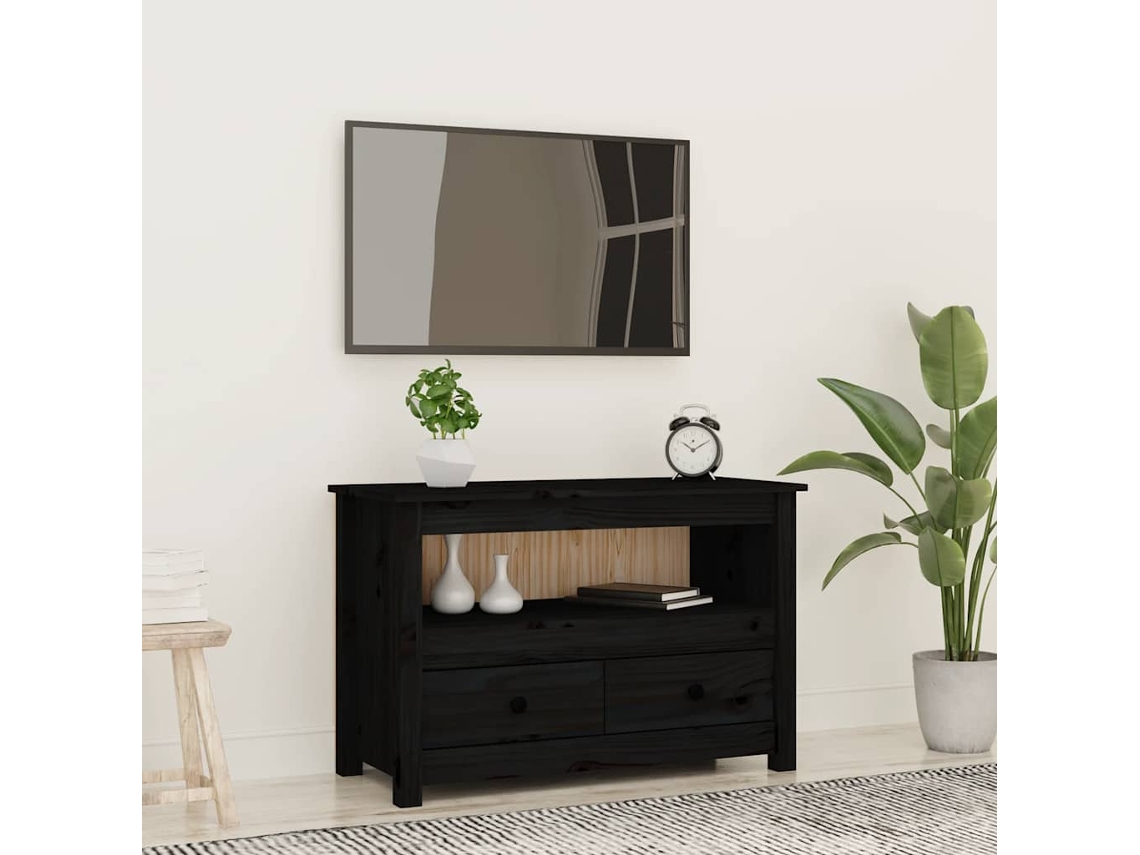 Vidaxl Móvel de Tv 79x35x52 Cm Madeira de Pinho Maciça Preto