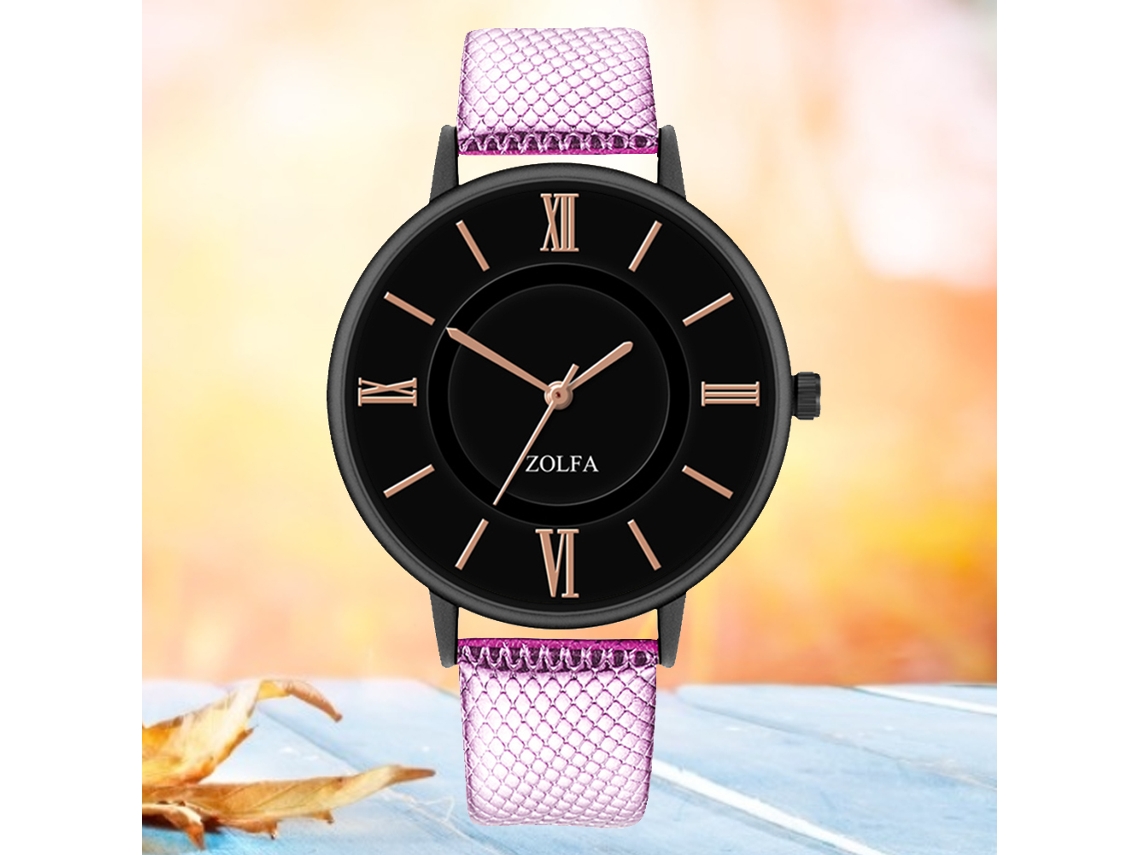 Reloj De Pareja Moda Hombre Mujer Cuero Pulsera Casual Morado