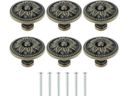 Conjunto De 6 Puxadores Vintage Para Armários, Em Bronze Antigo, Redondos, Em Liga De Zinco, Ideais Para Portas E