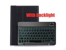 Capa De Couro Com Teclado Bluetooth, Preta Teclado Retroiluminado Preto, Para Galaxy Tab A 10.1 T510/t515 Yunzii (2019)