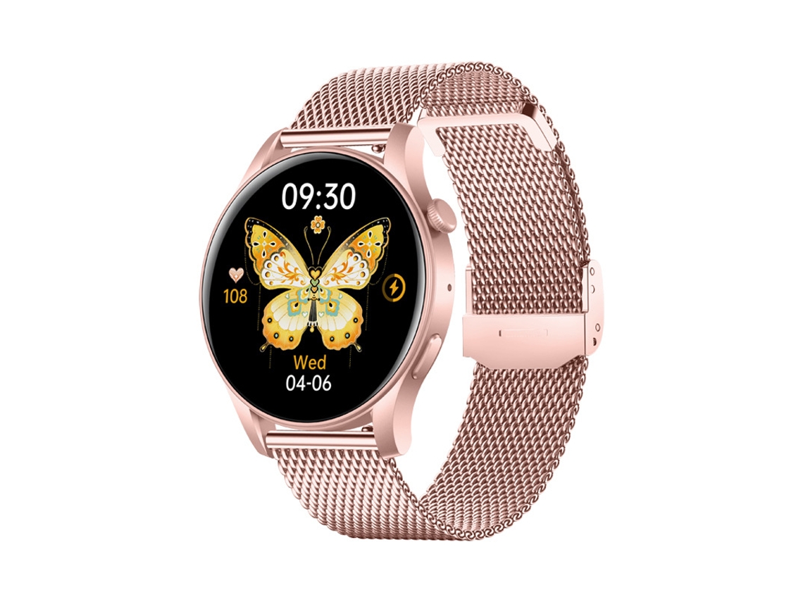 Smart Watch SHAH ARPAN Km58 Bluetooth Call Health Monitor Aço Rosa