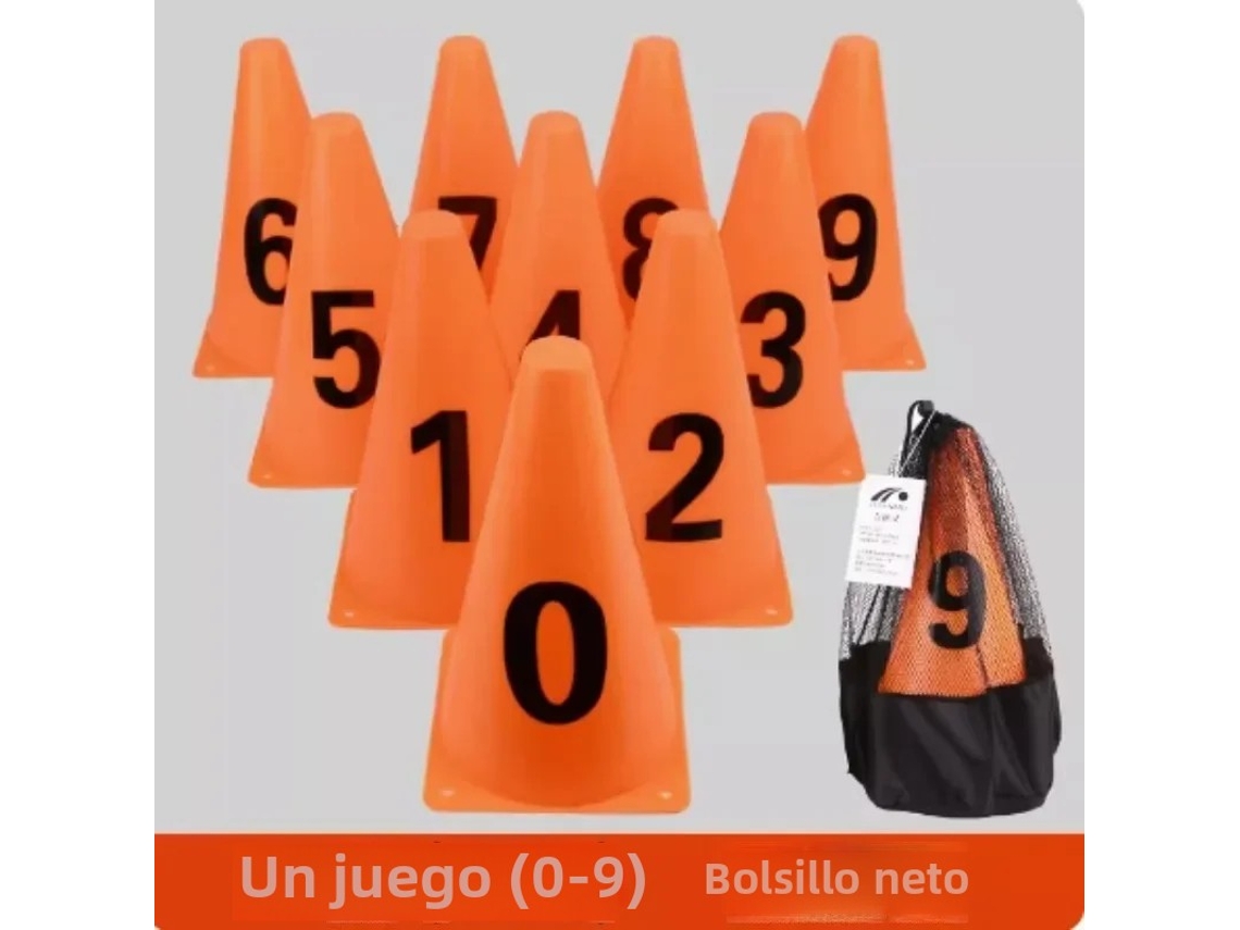 Mede 23 Cm E Apresenta Um Cone Triangular Com Os Números De 0 A 9 (laranja) E É Um Balde Para Treino De Futebol.