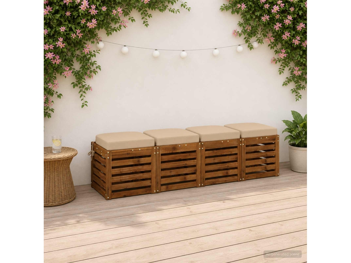 Vidaxl Conjunto De Almofadas Para Assento De 4 Peças Soest 4 Pcs Creme