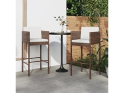 Bancos De Bar Com Almofadões 2 Pcs Vime Pe Marrom Dkd Home Decor