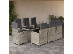 Vidaxl 9 Pcs Conjunto De Jantar P/ Jardim C/ Almofadões Cinzento Claro