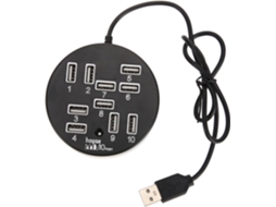 Hub De Expansão Usb 2.0 10 Portas, Controlador Abs Preto