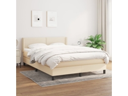 Vidaxl Cama Com Molas/colchão 140x190 Cm Tecido Cor Creme
