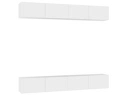 Móveis para TV, 4 peças, 100x30x30 cm, madeira compensada branca, EXCLUSIVO DA MAISON