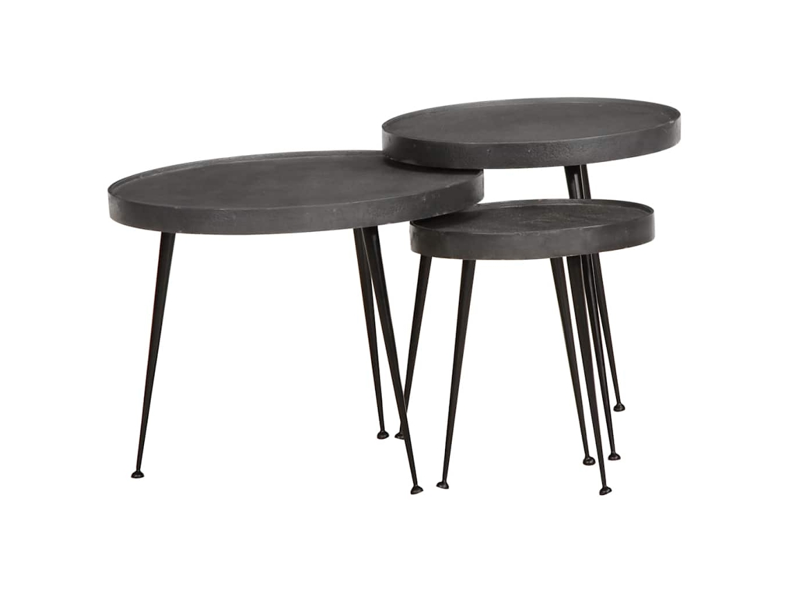 Vidaxl Mesas De Centro 3 Pcs Derivados De Madeira Preto