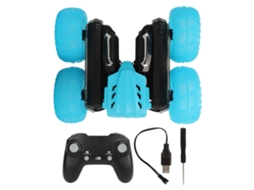 Primerox carro de Acrobacias Rc 360 Graus com Luzes Sons Bateria Recarregável Duplo Lado Azul