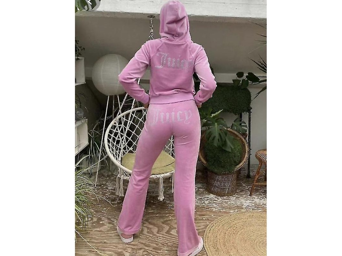 Conjunto de Trajes de Treino para Mulher 2 Peças com Moletom e Calça de Treino L Rosa