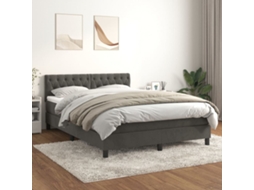 Vidaxl Cama Com Molas/colchão 140x190 Cm Veludo Cinzento-escuro