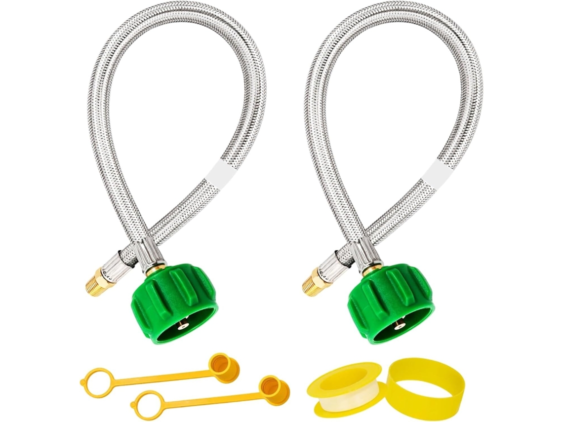 Kit Com 2 Mangueiras De Propano Para Trailers Com Manômetro, Tripla Camada De Aço