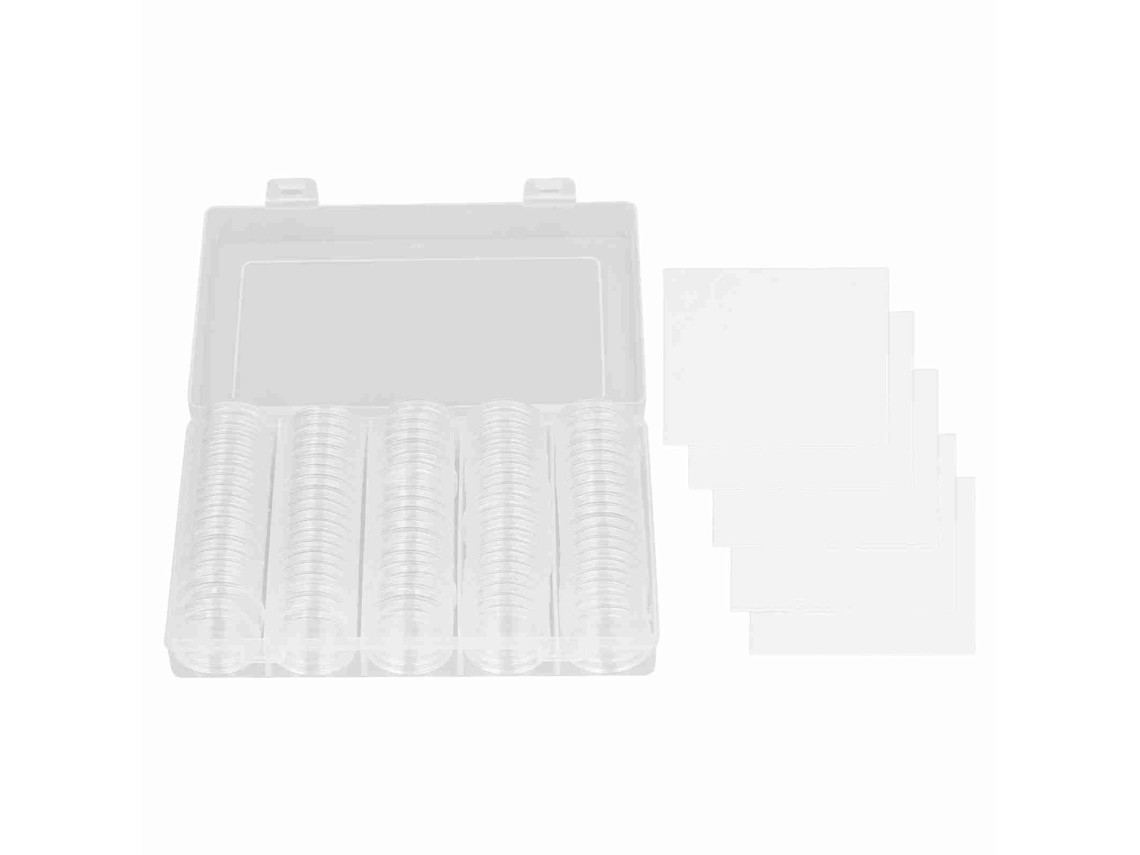 100 Cápsulas Para Moedas De 17 A 30mm 5 Tamanhos Estuches Protector Transparentes Com Selos De Espuma