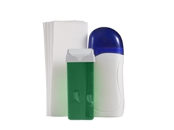 Kit de depilação com aquecedor de cera, cartucho e papel depilatório branco