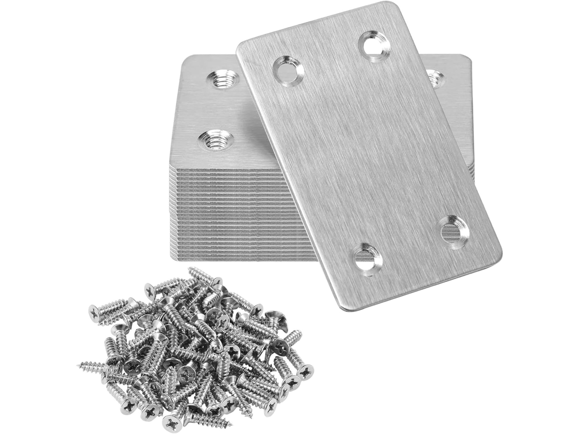 Placa Plana De Reparo Com 20 Peças, Suporte Reto De Metal, Suportes Angulares Fixos De Aço Inoxidável, Suportes De Apoio